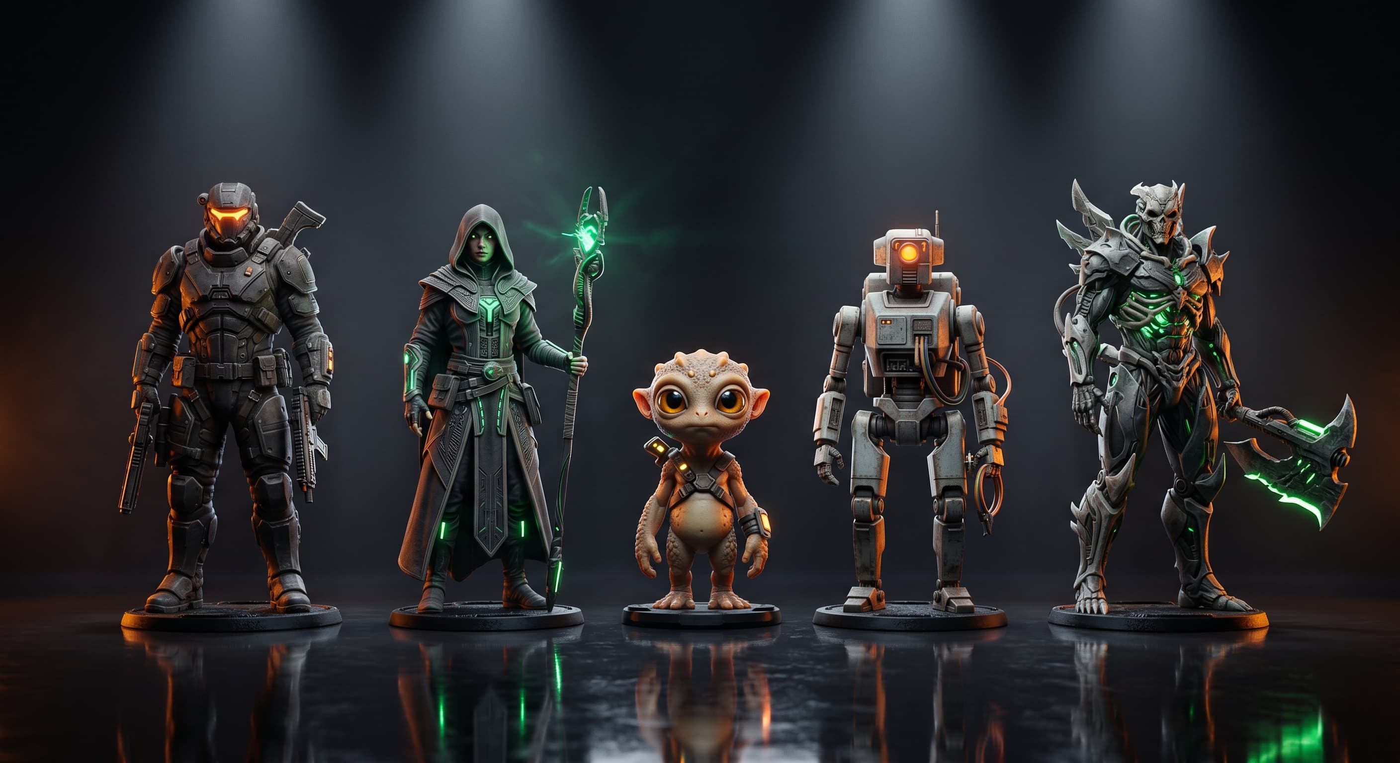 Gaming collection STL files — characters, weapons, and accessories